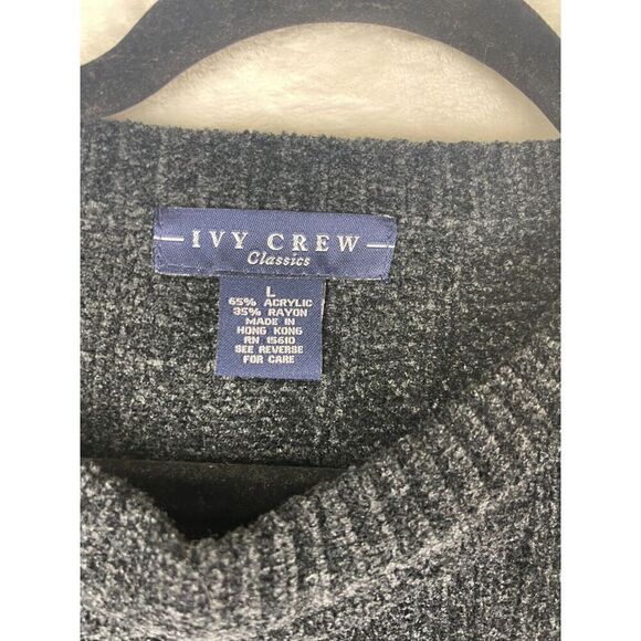Ivy Crew Classic Pullover Sweater Men's L Gray Acrylic Long Sleeves Crew Neck - Picture 3 of 6